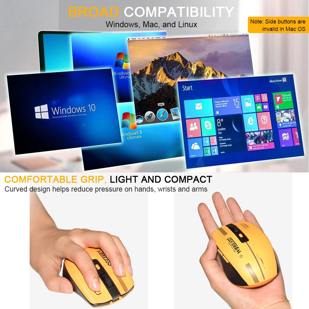 LT-T19 Ergonomic Rechargeable Gaming Mouse USB 2.4G Wireless RGB Light Desktop PC Computers Notebook Laptop Mice