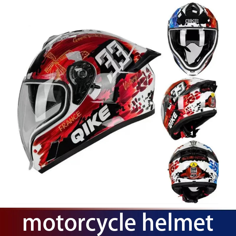 Motorcycle helmet men and women motorcycle double lens anti-fog full helmet cruise pedal four seasons universal helmet DOT certi