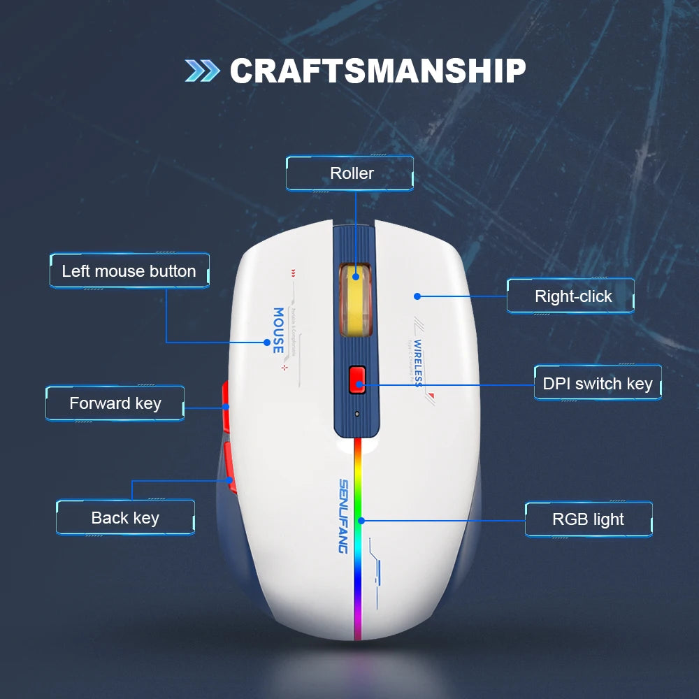 LT-T19 Ergonomic Rechargeable Gaming Mouse USB 2.4G Wireless RGB Light Desktop PC Computers Notebook Laptop Mice