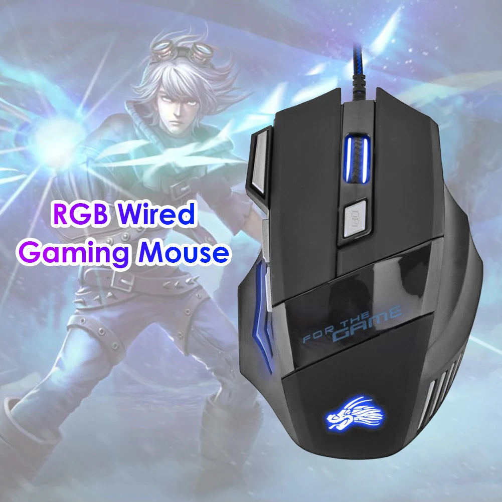 USB Wired Gaming Mouse 7 Button Backlit Ergonomic Mice 5500 DPI Backlight Adjustable Optical Mice for PC Gamer Computer Desktop
