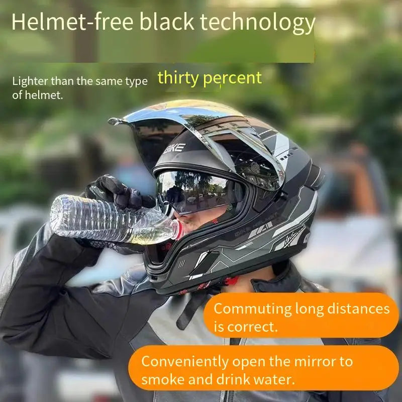 Motorcycle helmet men and women motorcycle double lens anti-fog full helmet cruise pedal four seasons universal helmet DOT certi