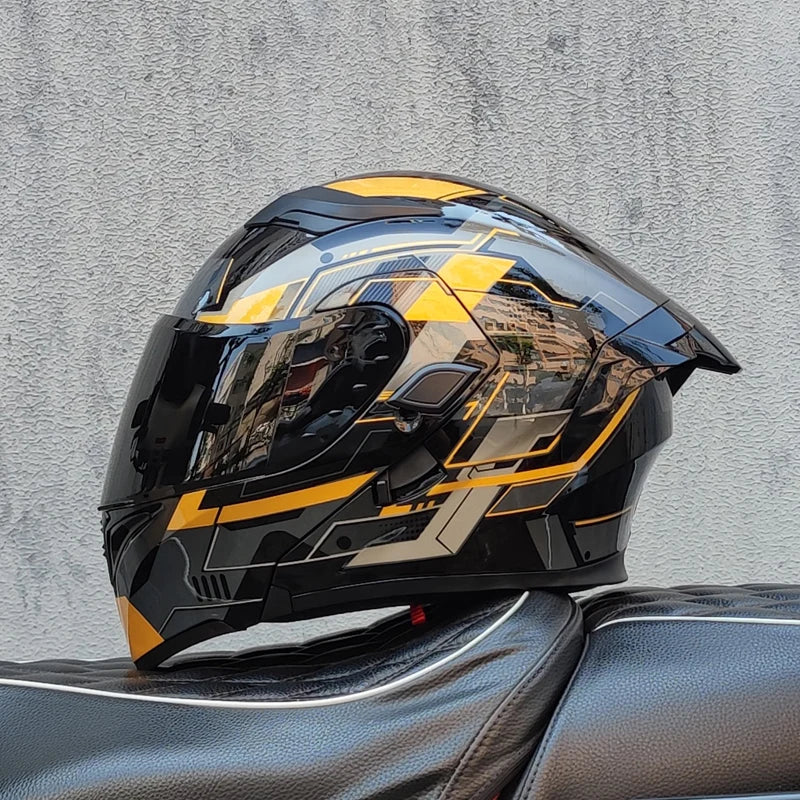 ORZ Motorcycle helmets Double Visors Modular Flip Up helmet DOT approved Full face casque moto racing Motocross helmet DOT