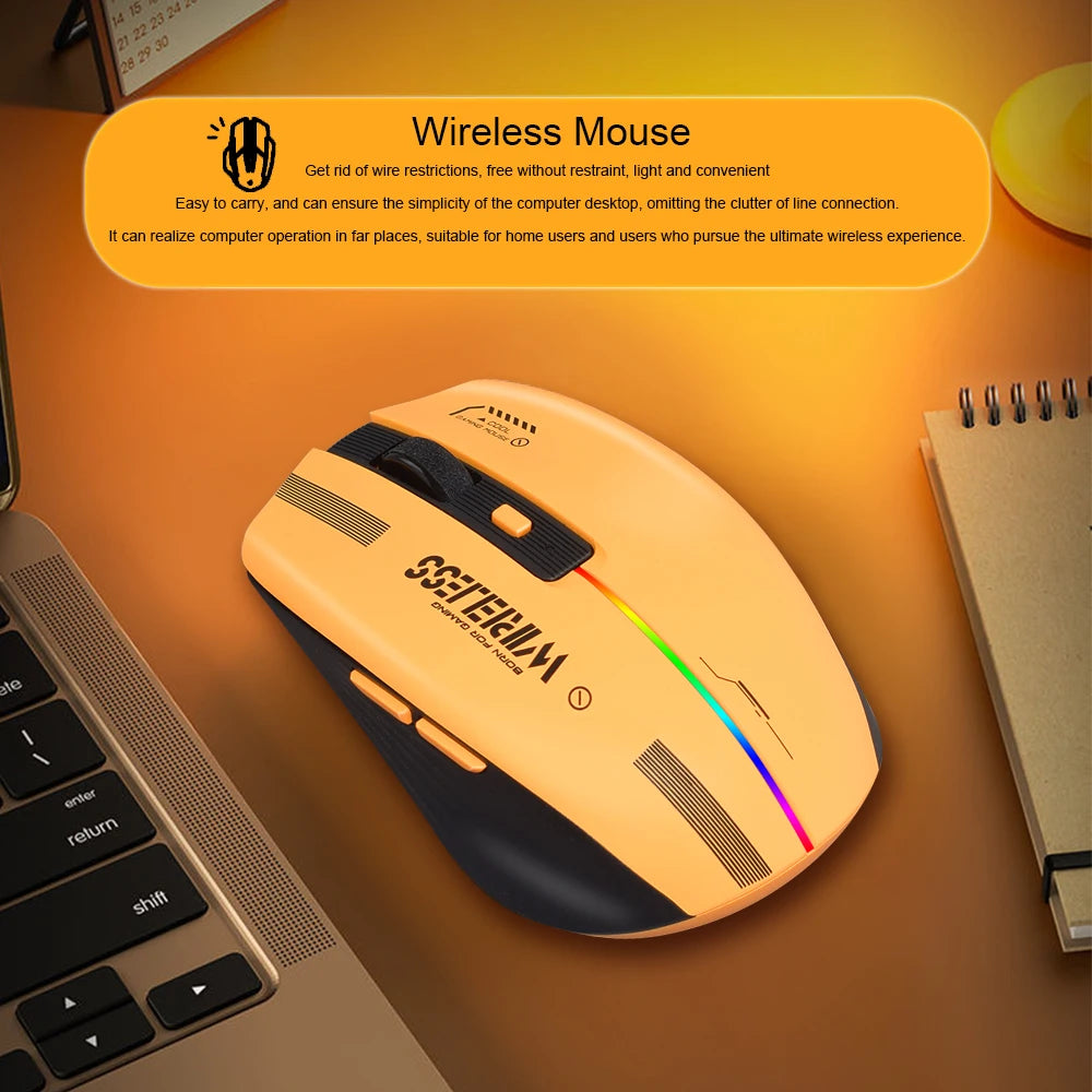 LT-T19 Ergonomic Rechargeable Gaming Mouse USB 2.4G Wireless RGB Light Desktop PC Computers Notebook Laptop Mice