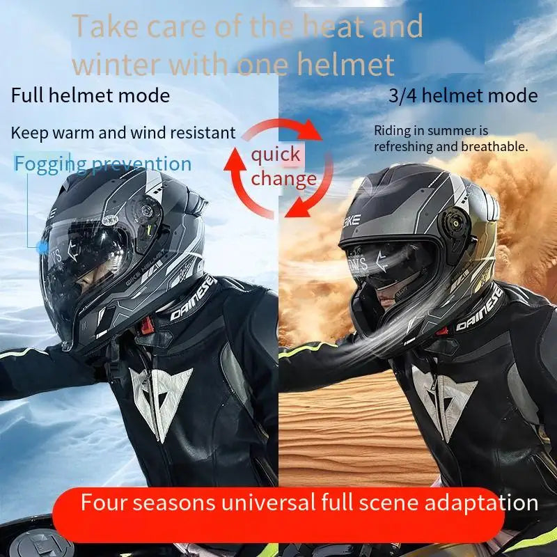 Motorcycle helmet men and women motorcycle double lens anti-fog full helmet cruise pedal four seasons universal helmet DOT certi