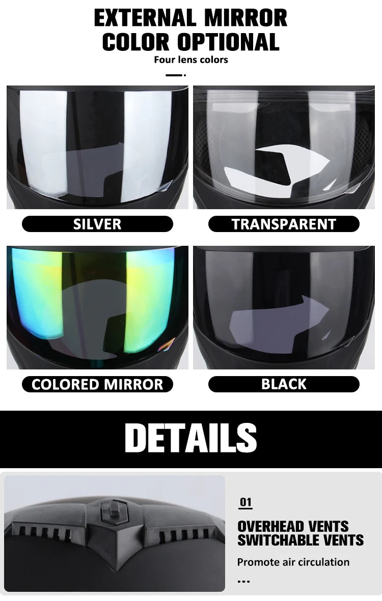 DOT Certification Uchoose Motorcycle Helmet Double Lens Cross Section Helmet Safety Modular Flip Helm Unisex Helmet With Visor