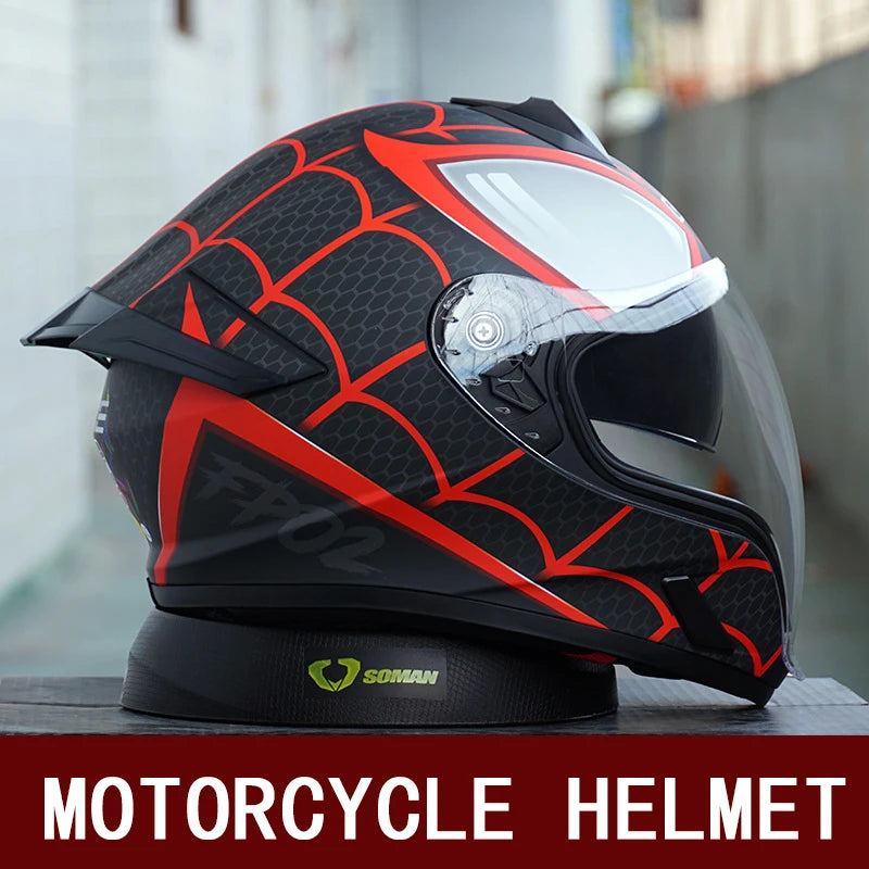 Motorcycle helmet men and women motorcycle double lens anti-fog full helmet cruise pedal four seasons universal helmet DOT certi