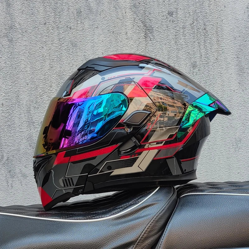 ORZ Motorcycle helmets Double Visors Modular Flip Up helmet DOT approved Full face casque moto racing Motocross helmet DOT