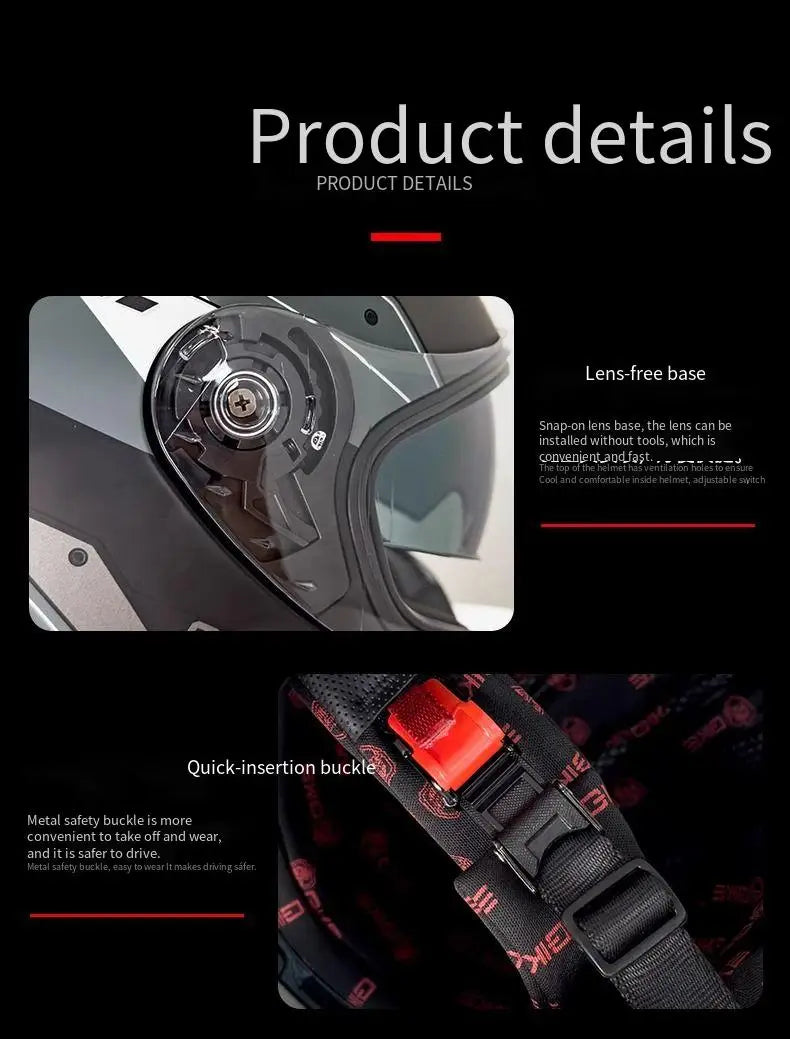 Motorcycle helmet men and women motorcycle double lens anti-fog full helmet cruise pedal four seasons universal helmet DOT certi