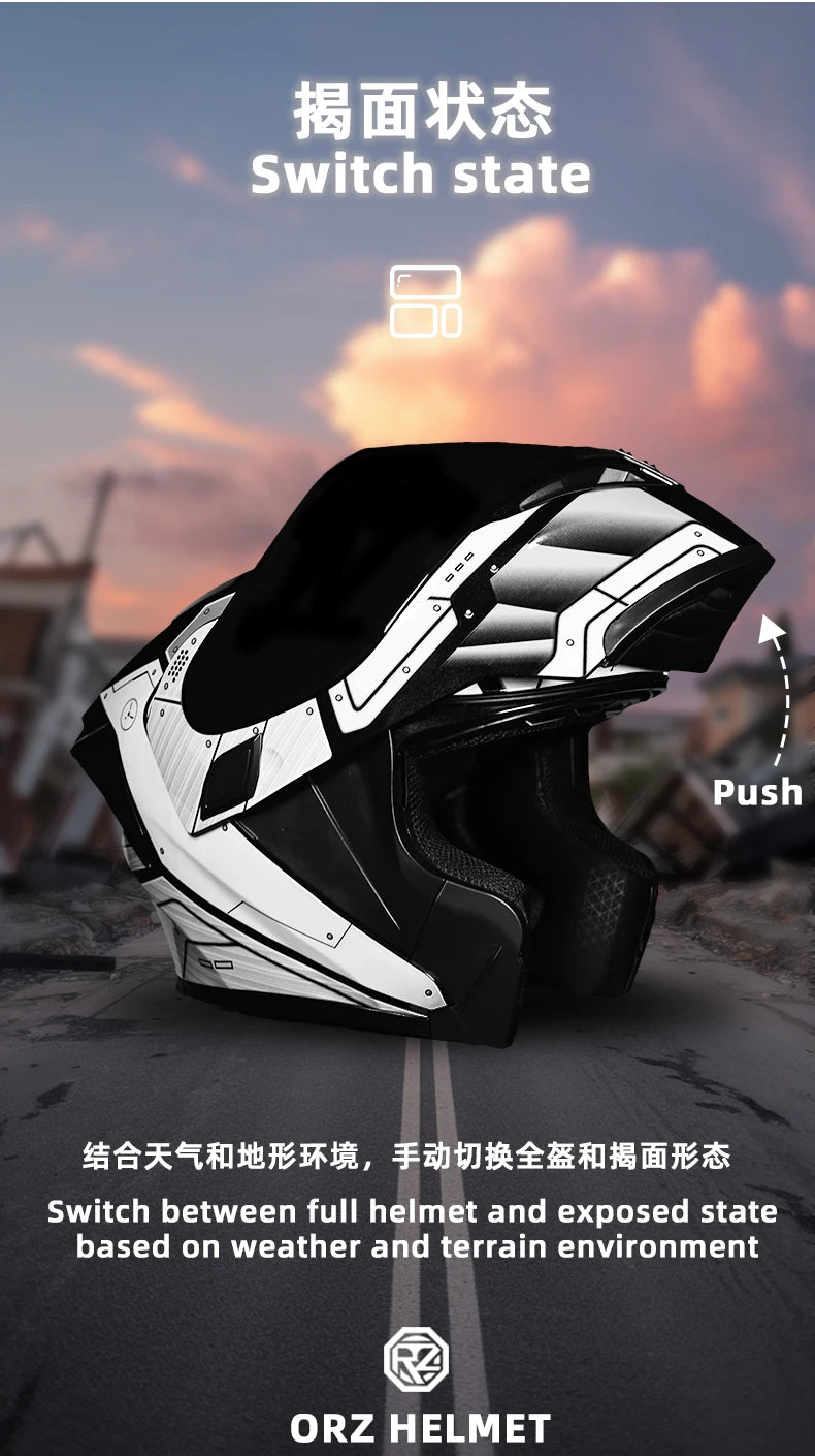 ORZ Motorcycle helmets Double Visors Modular Flip Up helmet DOT approved Full face casque moto racing Motocross helmet DOT