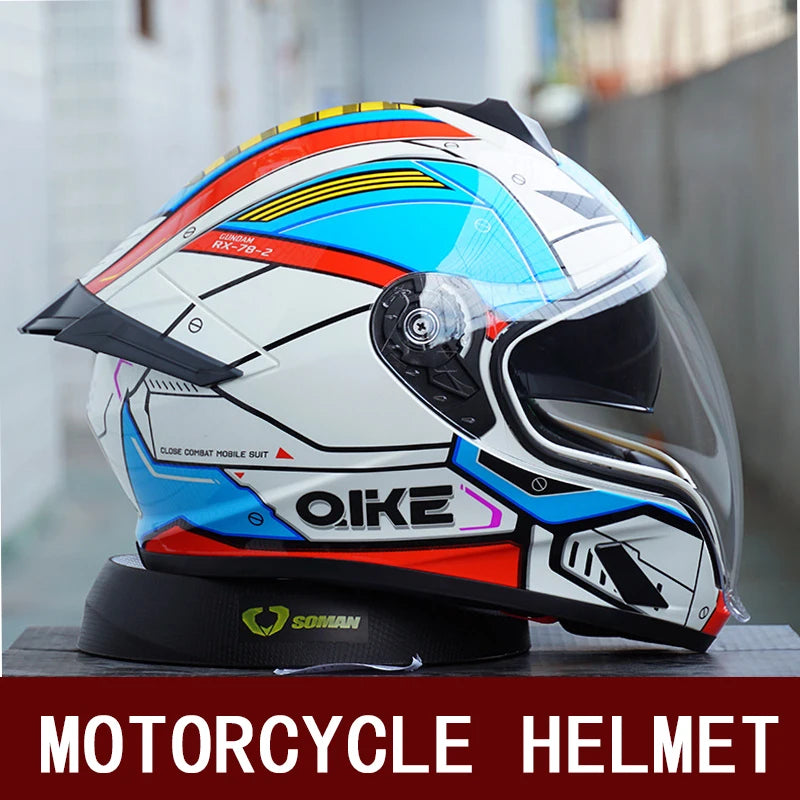Motorcycle helmet men and women motorcycle double lens anti-fog full helmet cruise pedal four seasons universal helmet DOT certi