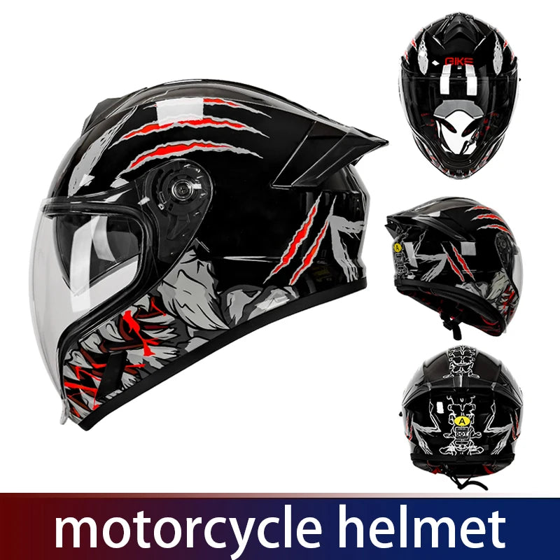 Motorcycle helmet men and women motorcycle double lens anti-fog full helmet cruise pedal four seasons universal helmet DOT certi