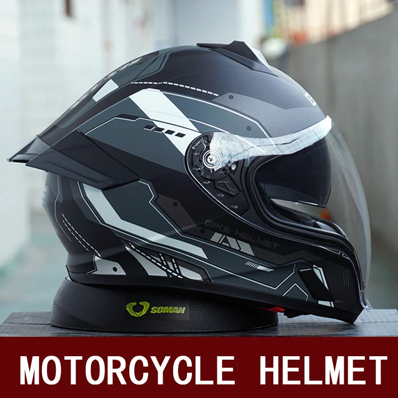 Motorcycle helmet men and women motorcycle double lens anti-fog full helmet cruise pedal four seasons universal helmet DOT certi