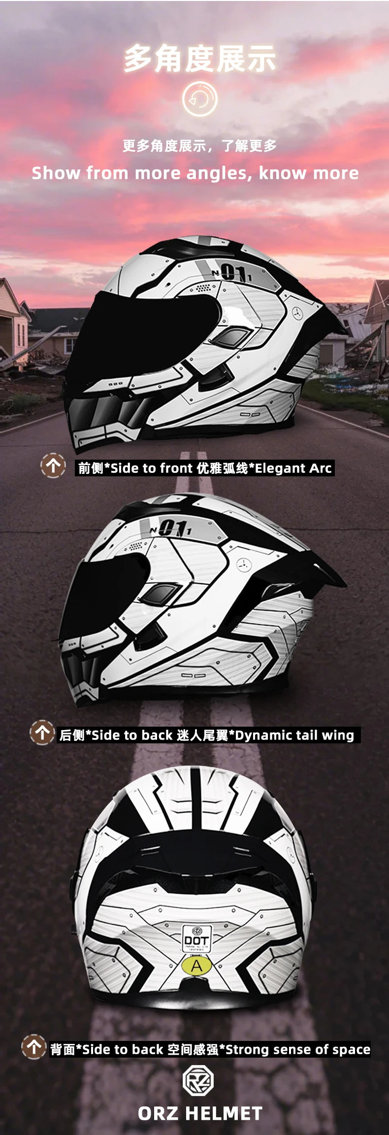 ORZ Motorcycle helmets Double Visors Modular Flip Up helmet DOT approved Full face casque moto racing Motocross helmet DOT