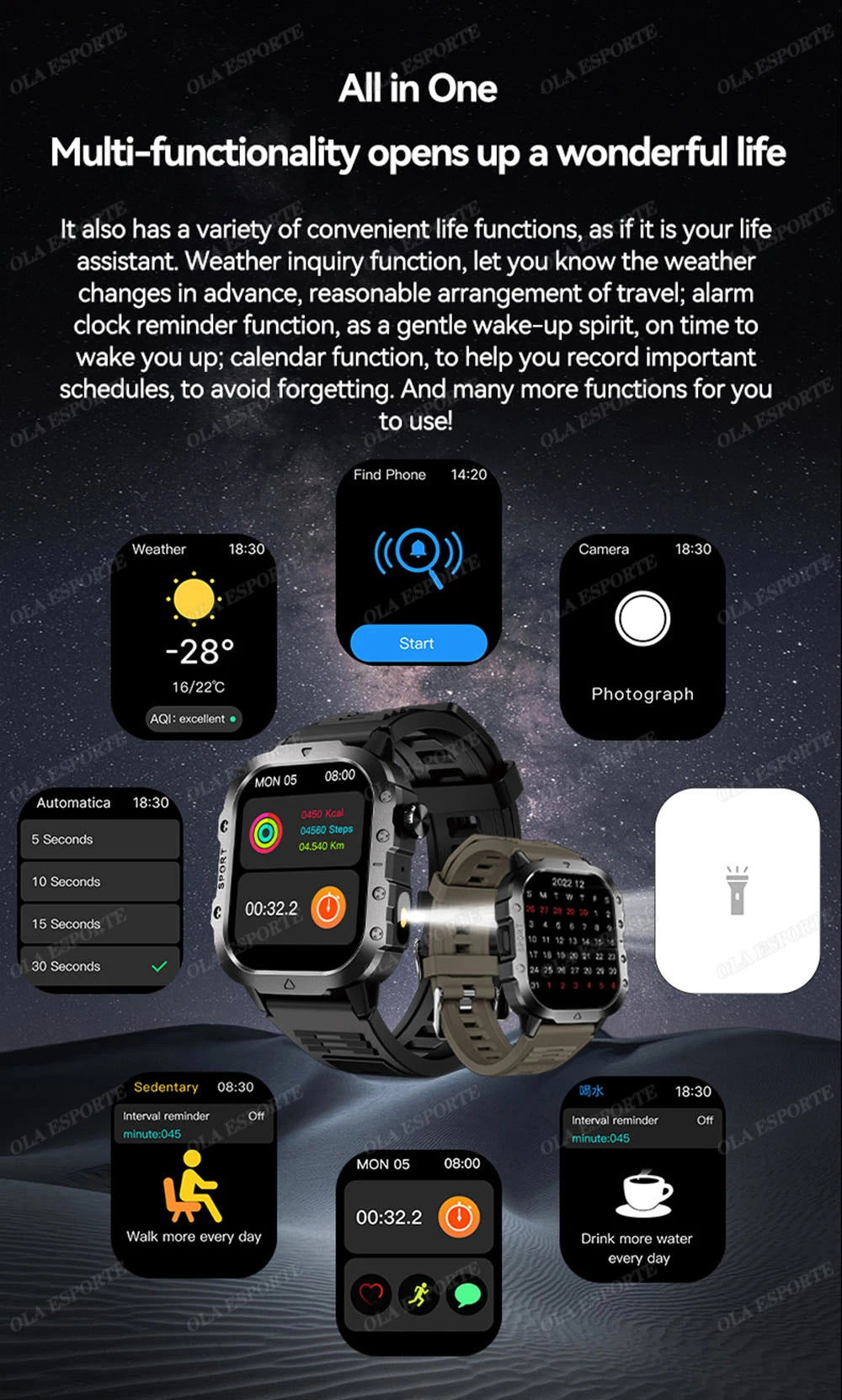 2025 New SmartWatch Men For Women Militray Outdoor GPS Track Sport Watches Heart Rate Sleep Waterproof Smart Watch IOS Android